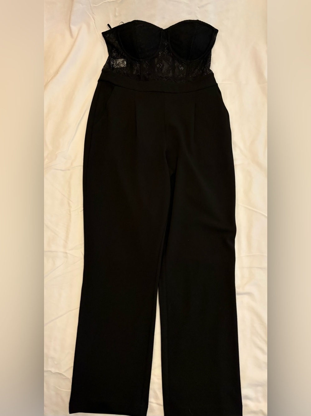 Express Black Lace Strapless Bustier Jumpsuit - NWOT - M